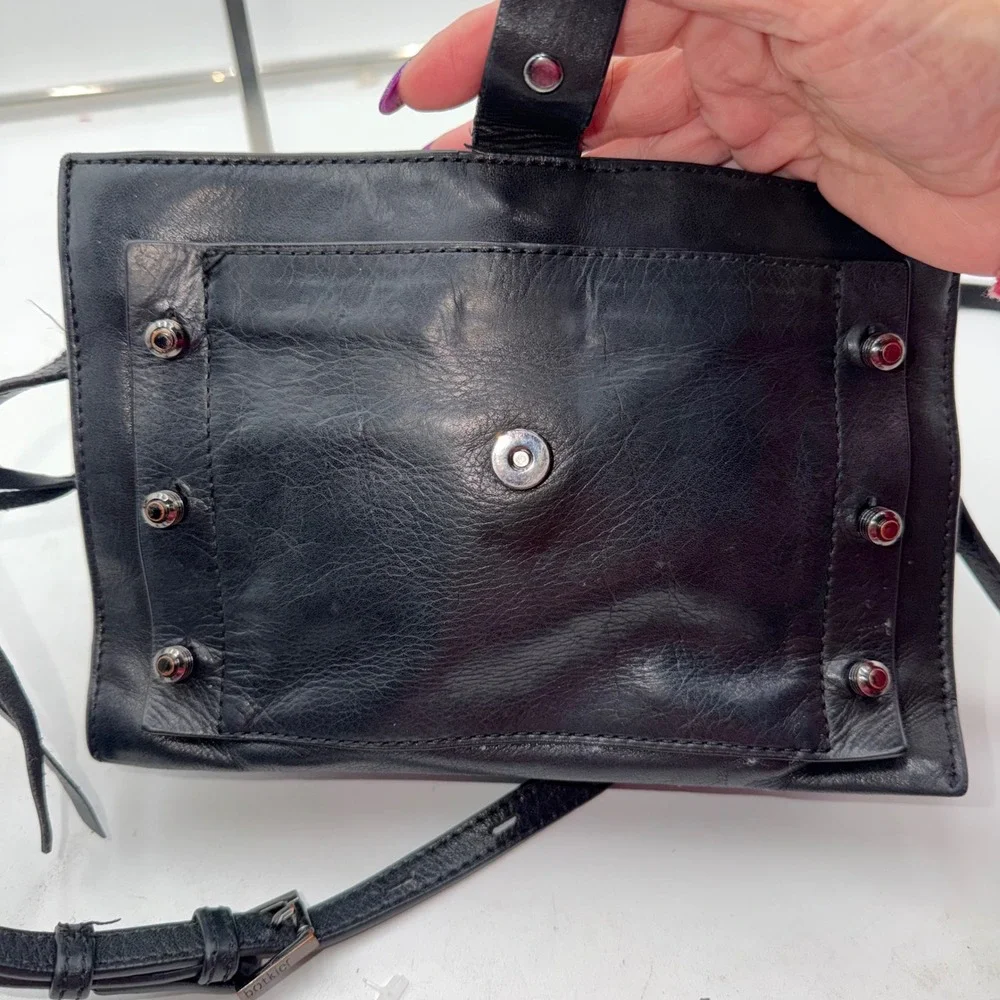 Botkier New York Black Leather Crossbody Bag Studded Multi Compartment Purse